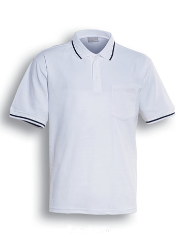 Unisex Adults Pocket Polo in White/Navy
