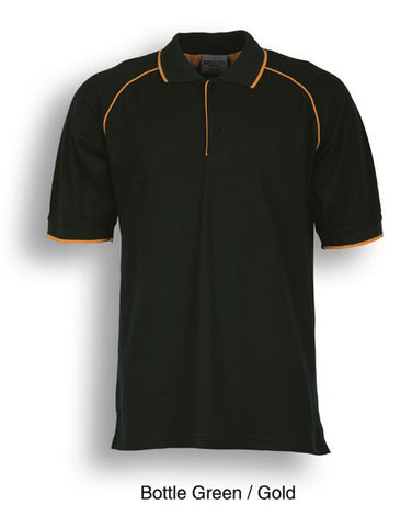 Unisex Adults Raglan Polo in Bottle Green/Gold