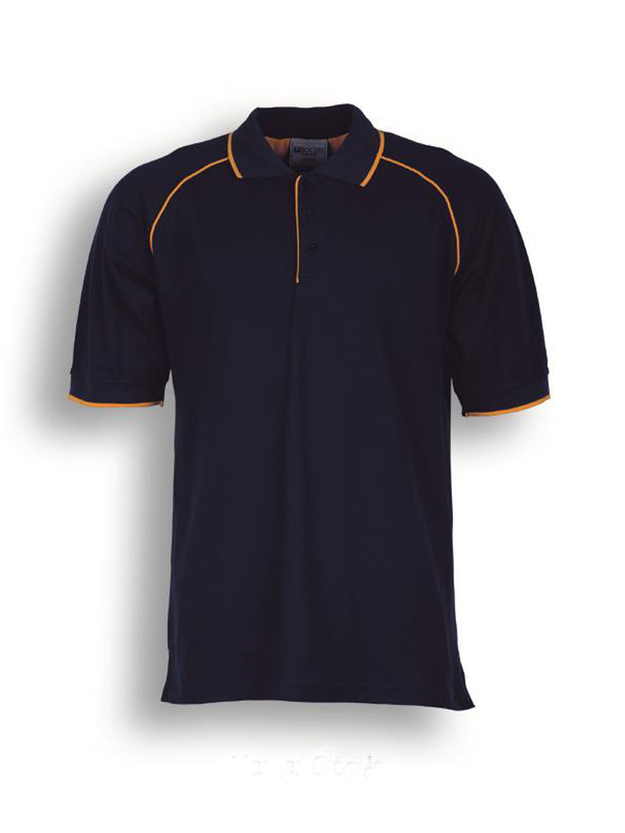Unisex Adults Raglan Polo in Navy/Gold