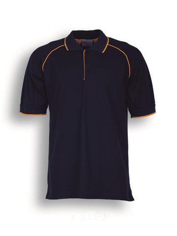 Unisex Adults Raglan Polo in Navy/Gold