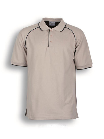 Unisex Adults Raglan Polo in Sand/Navy
