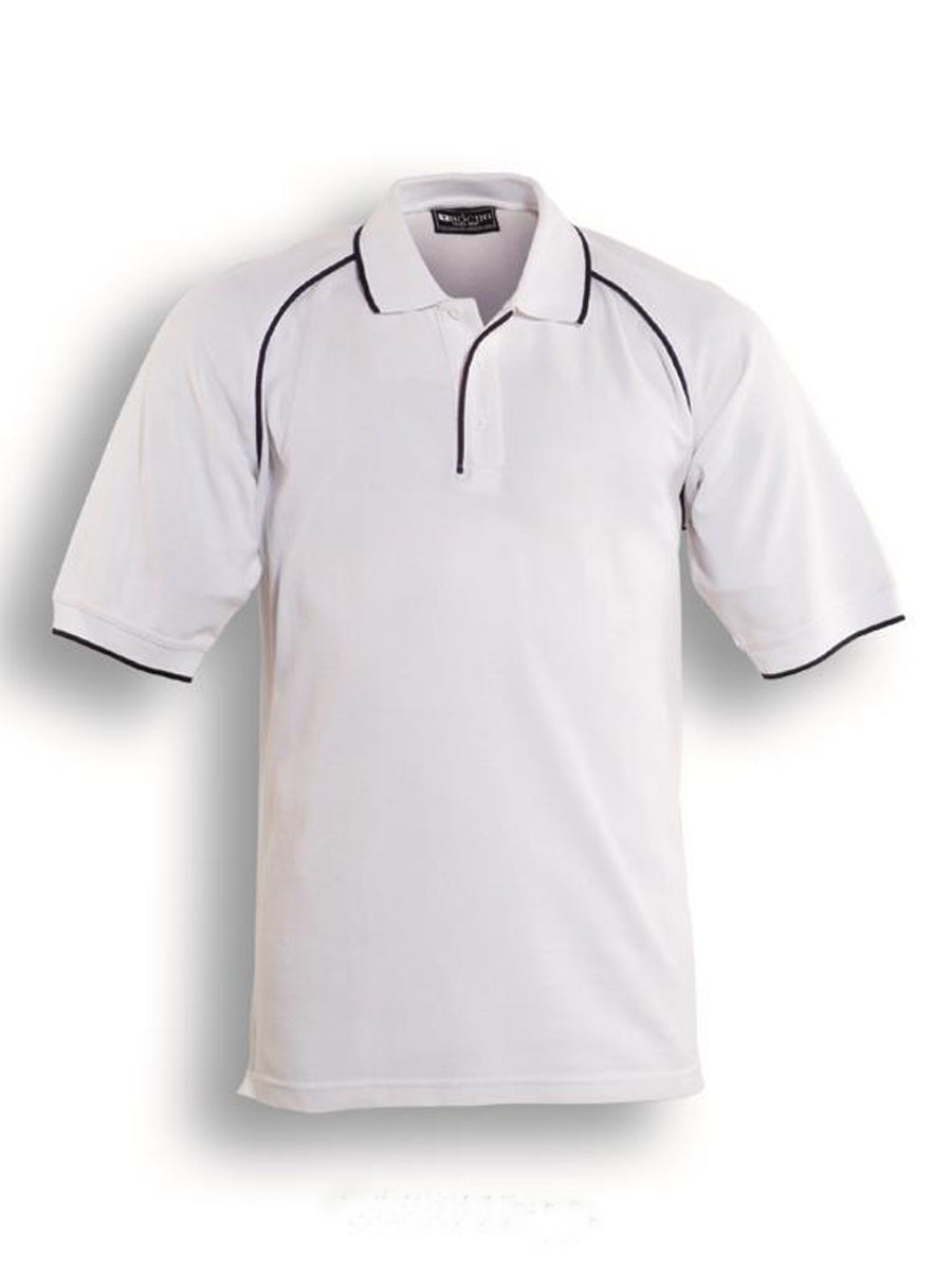 Unisex Adults Raglan Polo in White/Navy