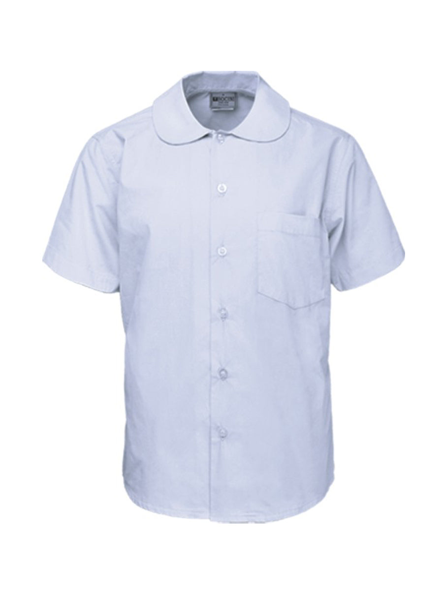Girls Peter Pan Collar Short Sleeve School Shirt in White