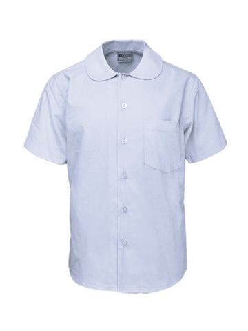 Girls Peter Pan Collar Short Sleeve School Shirt in White