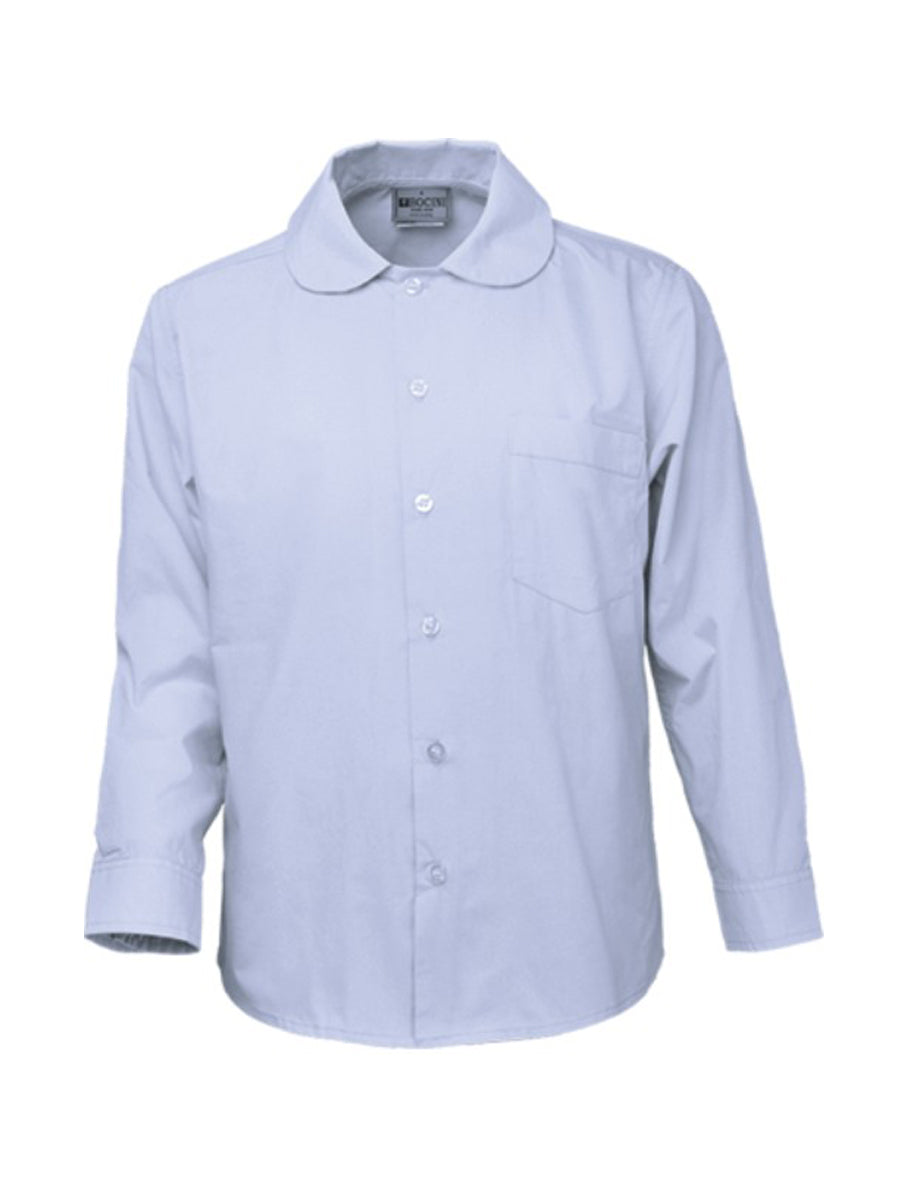 Girls Peter Pan Collar Long Sleeve School Shirt in White