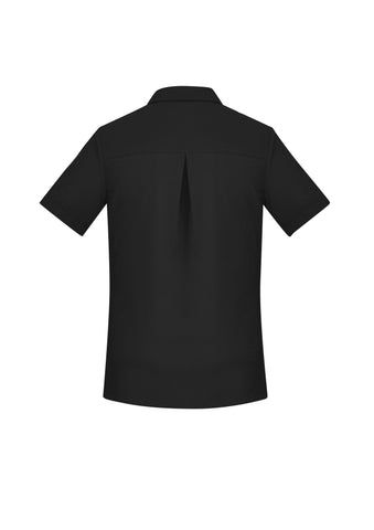 Florence Womens Plain Short Sleeve Shirt Black back view