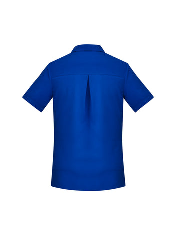 Florence Womens Plain Short Sleeve Shirt Electric Blue back view