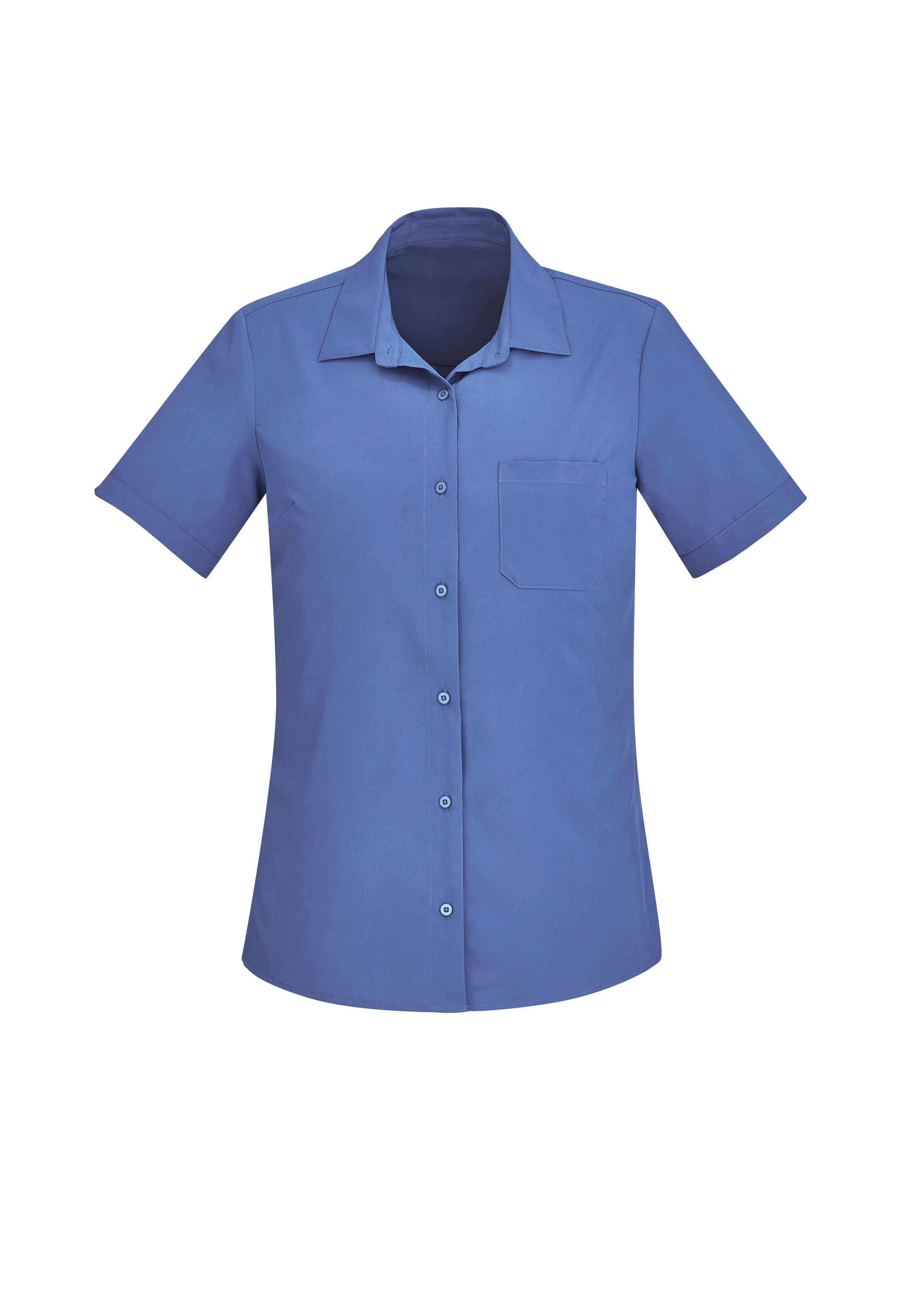Florence Womens Plain Short Sleeve Shirt Mid Blue