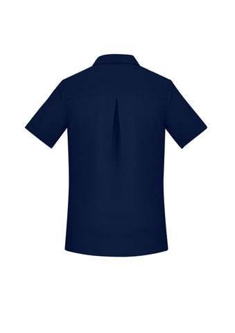 Florence Womens Plain Short Sleeve Shirt Navy back view