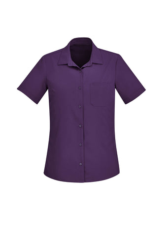 Florence Womens Plain Short Sleeve Shirt Purple