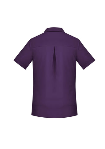 Florence Womens Plain Short Sleeve Shirt Purple back view