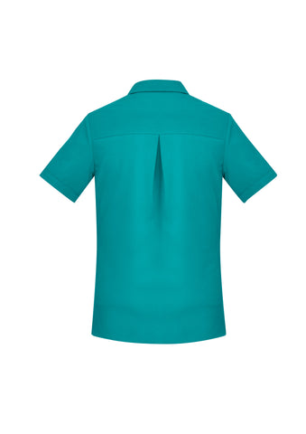 Florence Womens Plain Short Sleeve Shirt Teal back view