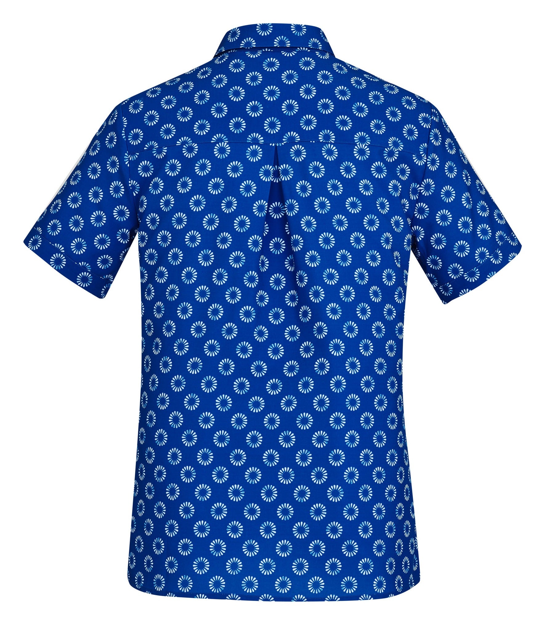 Florence Womens Daisy Print Short Sleeve Shirt Electric Blue back view