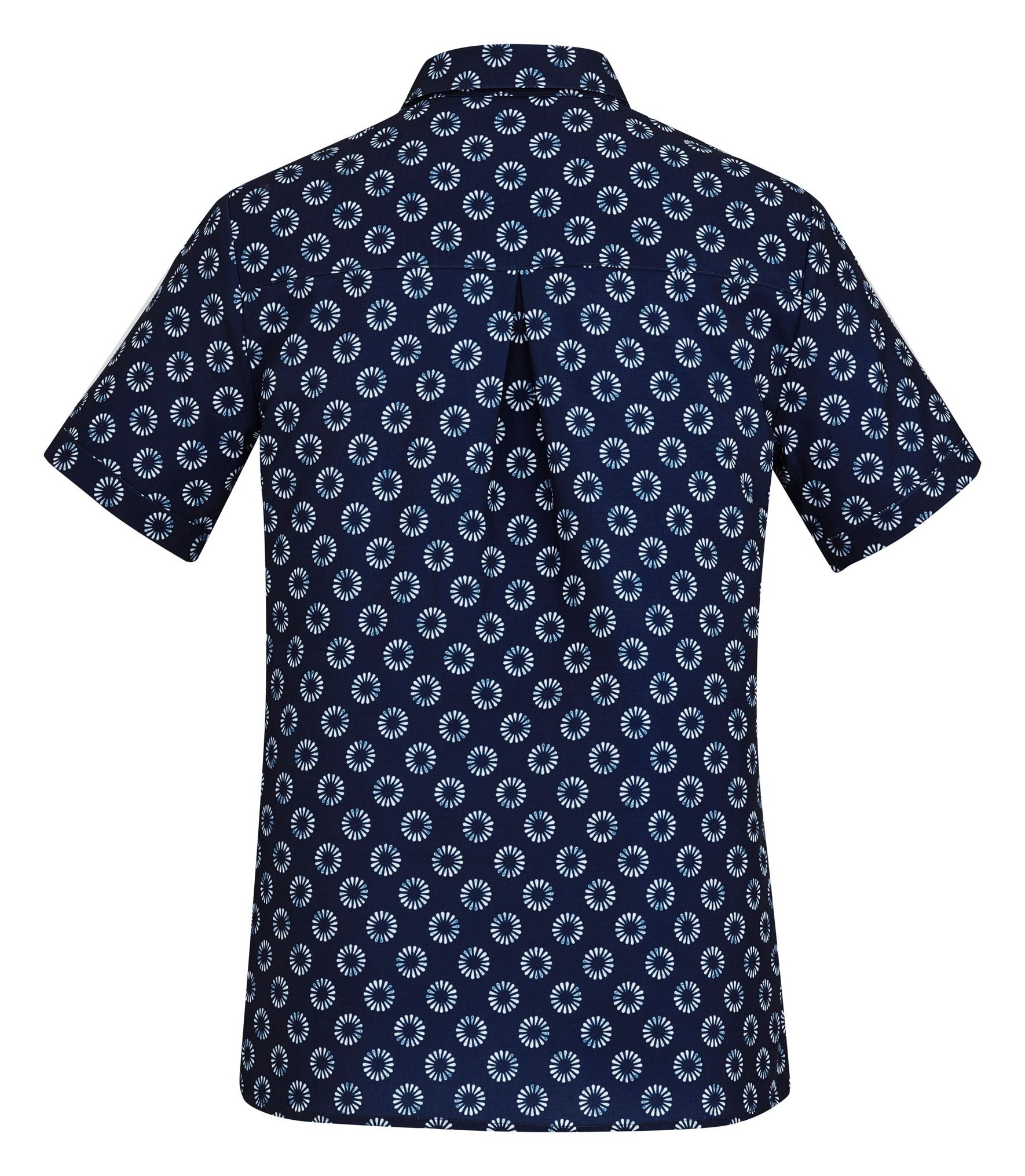 Florence Womens Daisy Print Short Sleeve Shirt Navy back view