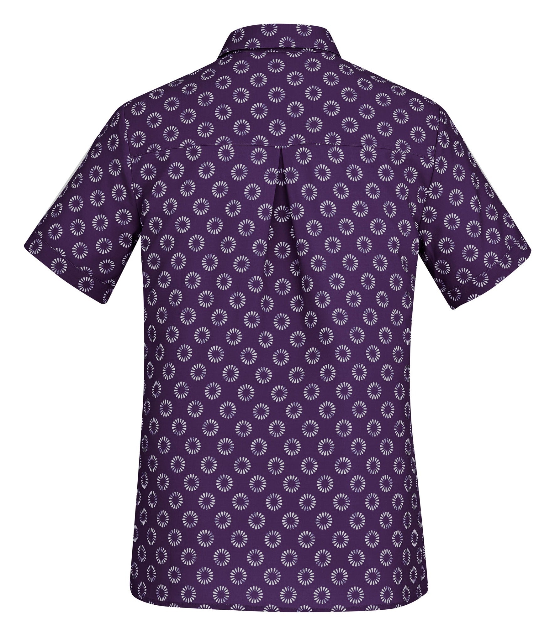 Florence Womens Daisy Print Short Sleeve Shirt Purple back view