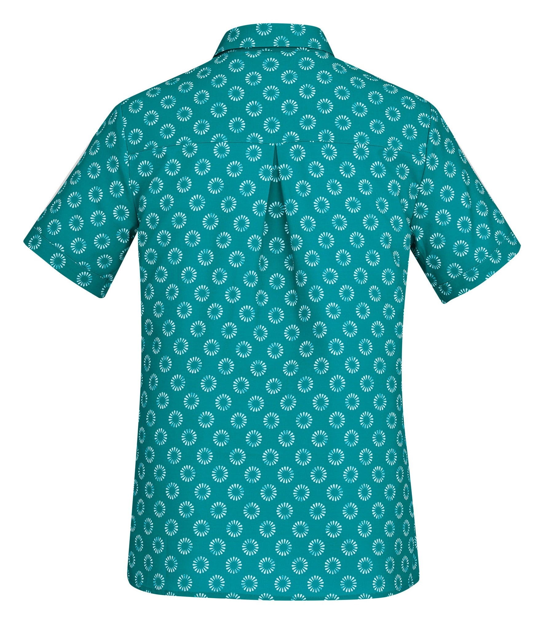 Florence Womens Daisy Print Short Sleeve Shirt Teal back view