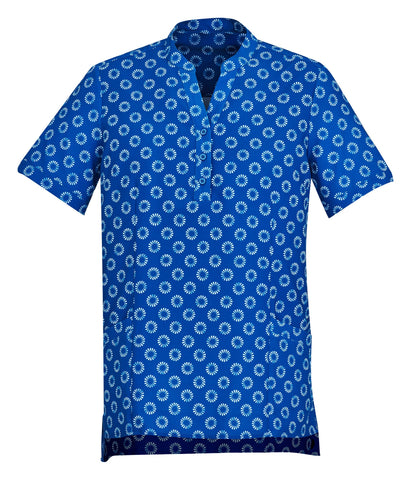 Florence Womens Daisy Print Tunic Electric Blue front view