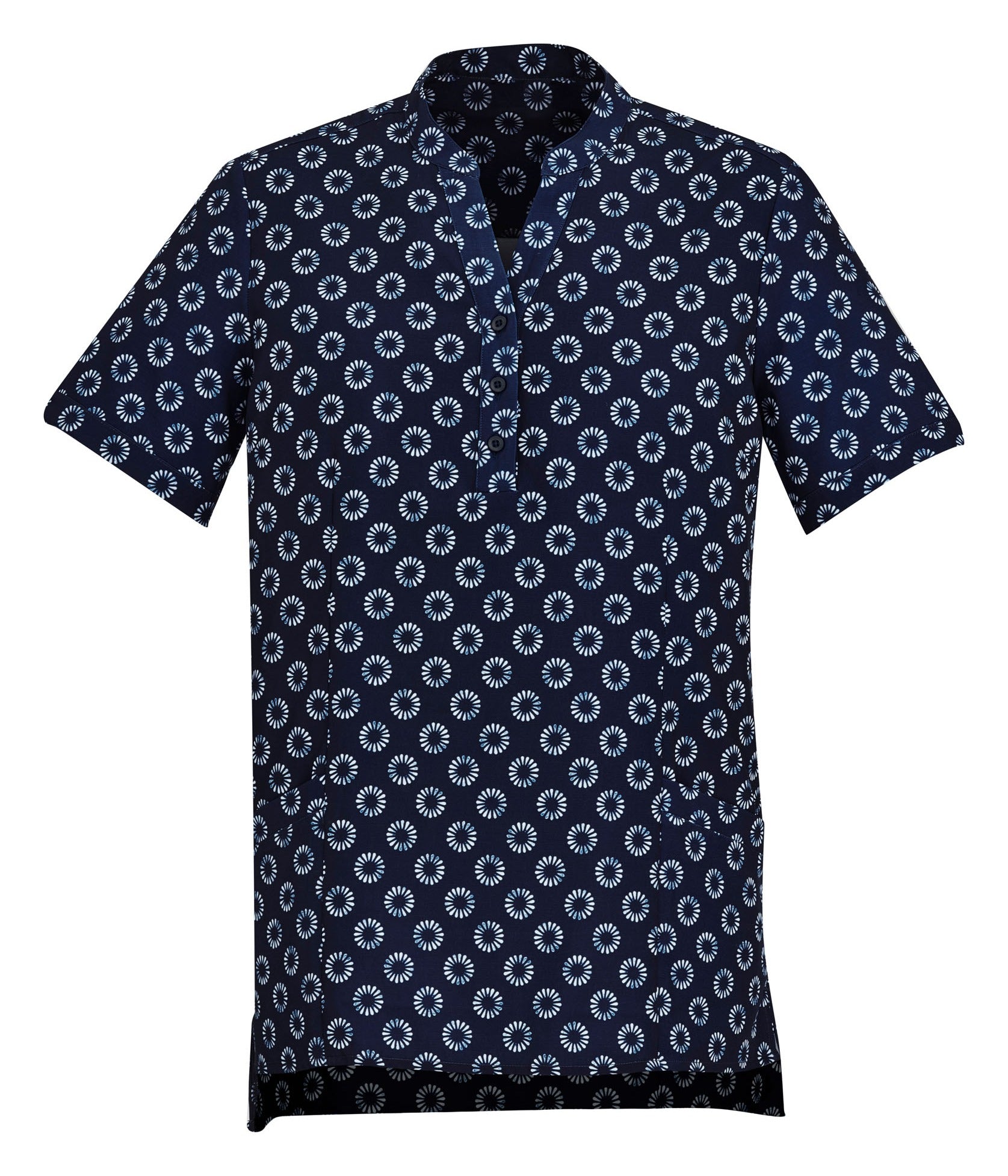 Florence Womens Daisy Print Tunic Navy front view