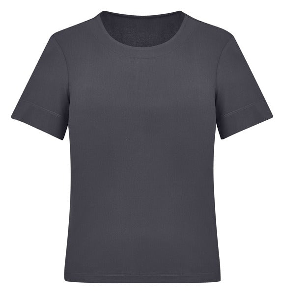 Marley Womens Short Sleeve Jersey Top Charcoal front view