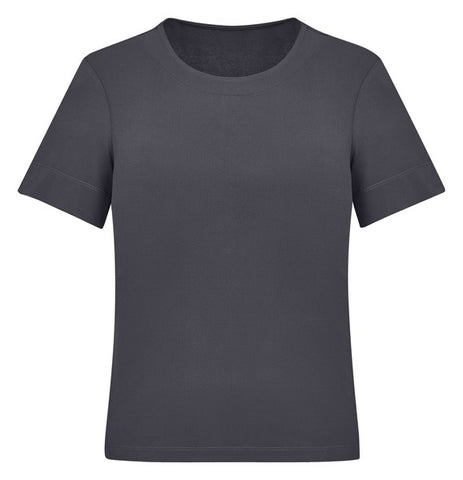 Marley Womens Short Sleeve Jersey Top Charcoal front view