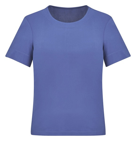 Marley Womens Short Sleeve Jersey Top Mid Blue front view