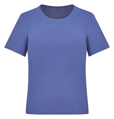 Marley Womens Short Sleeve Jersey Top Mid Blue front view