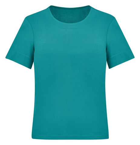 Marley Womens Short Sleeve Jersey Top Teal front view