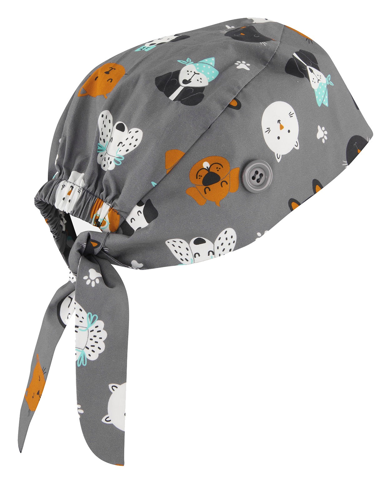 Printed Unisex Scrub Cap Cheeky Pets back view