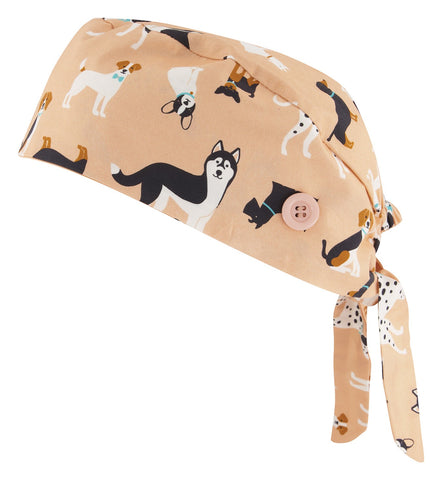 Printed Unisex Scrub Cap in Puppies