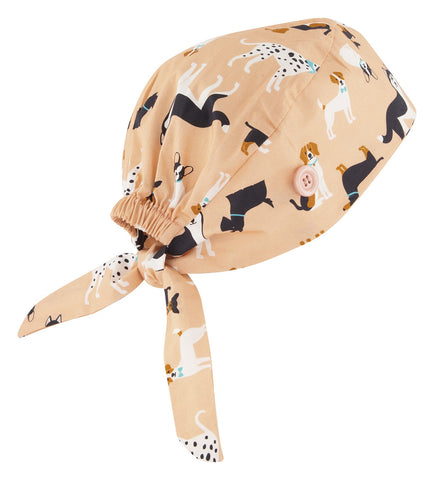 Printed Unisex Scrub Cap Puppies back view