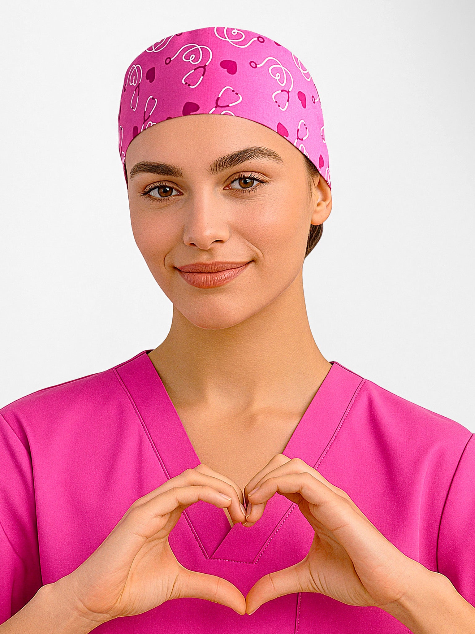Pink Unisex Printed Scrub Cap-CSC246U-inaura-0