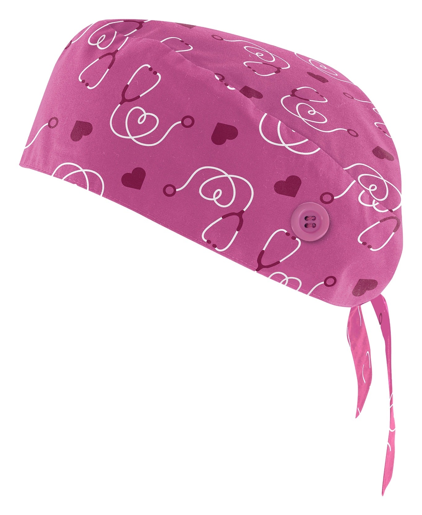 Pink Unisex Printed Scrub Cap in Pink