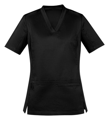 Riley Womens Stretch Scrub Top in Black