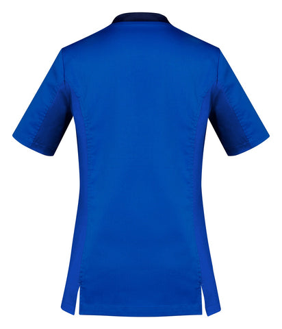 Riley Womens Stretch Scrub Top Electric Blue back view