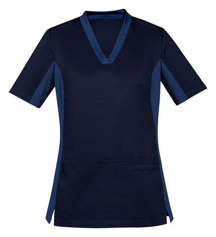 Riley Womens Stretch Scrub Top Midnight Navy front view