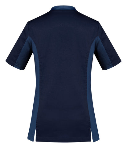 Riley Womens Stretch Scrub Top Midnight Navy back view