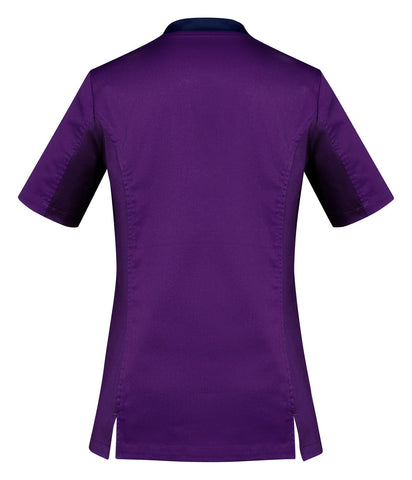 Riley Womens Stretch Scrub Top Purple back view