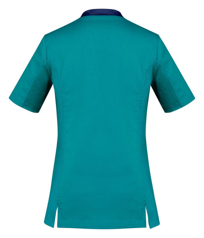 Riley Womens Stretch Scrub Top Teal back view