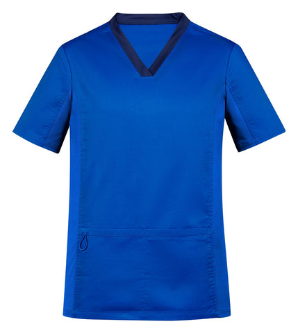 Riley Mens Stretch Scrub Top Electric Blue front view