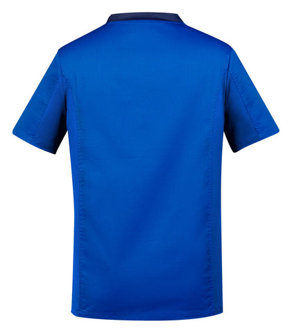 Riley Mens Stretch Scrub Top Electric Blue back view