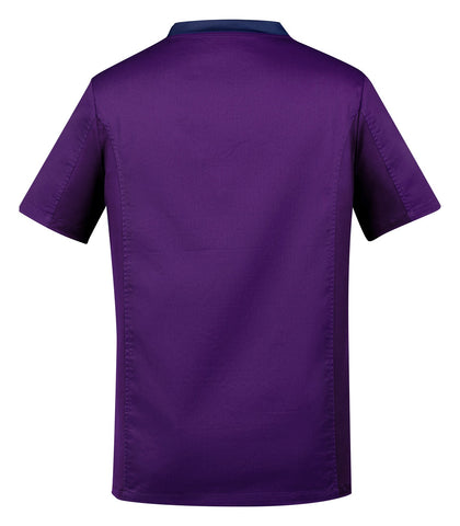 Riley Mens Stretch Scrub Top Purple back view
