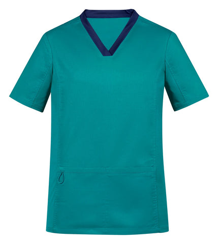 Riley Mens Stretch Scrub Top Teal front view