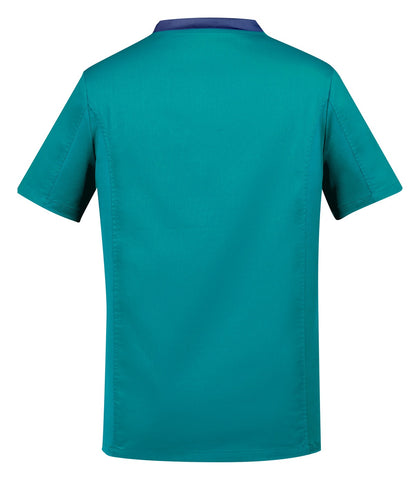 Riley Mens Stretch Scrub Top Teal back view