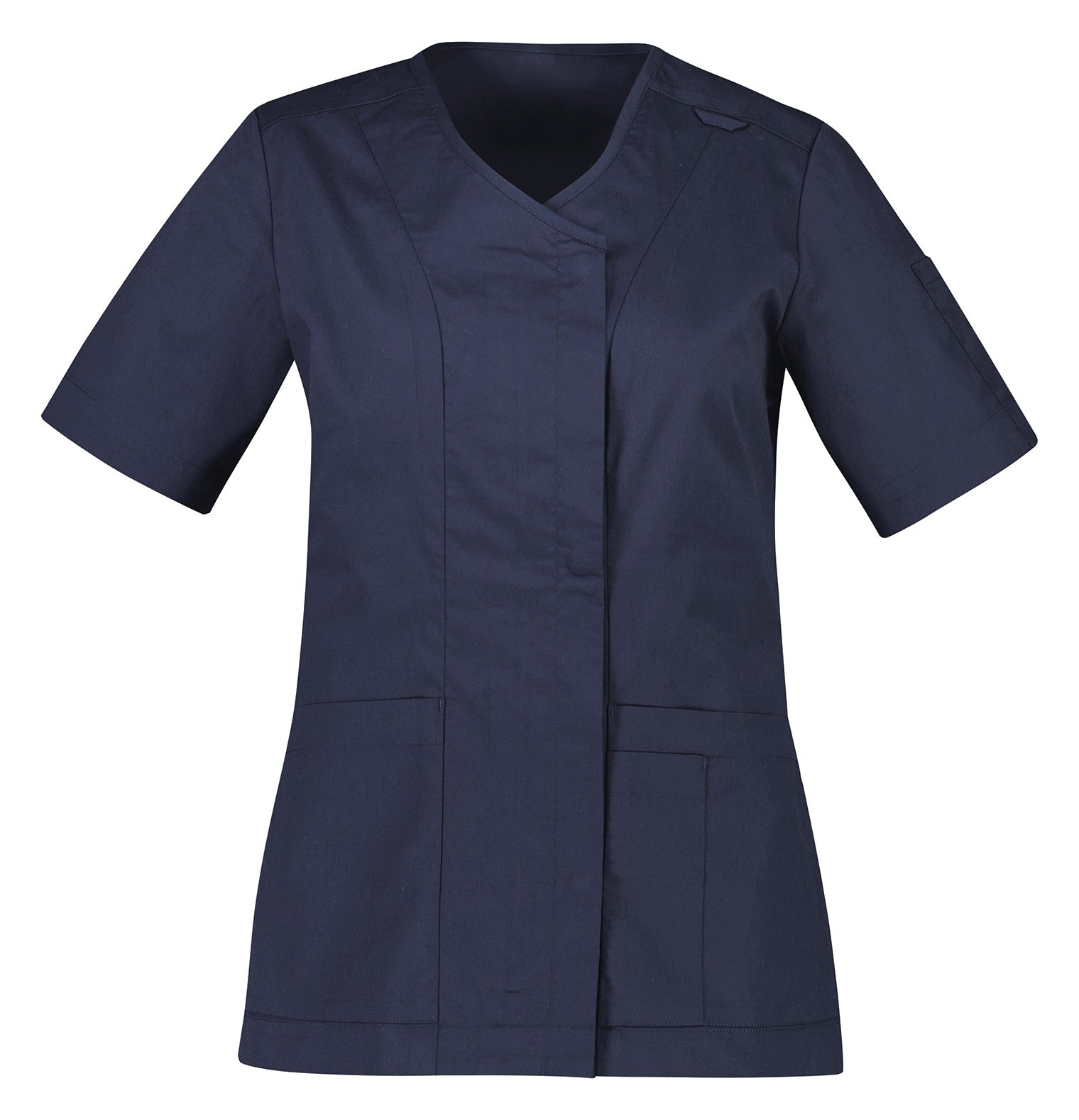 Parks Womens Zip Front Scrub Top in Midnight Navy