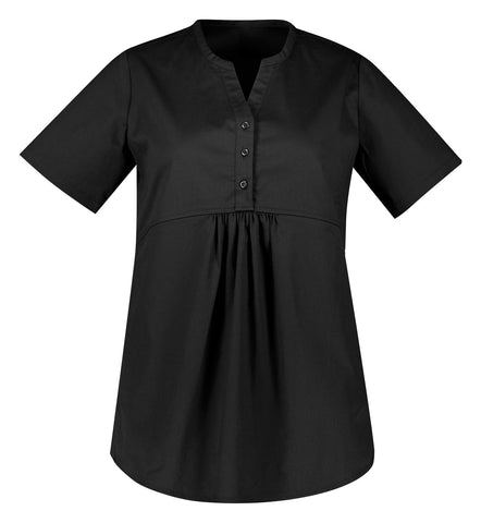 Rose Womens Tunic Scrub Top in Black