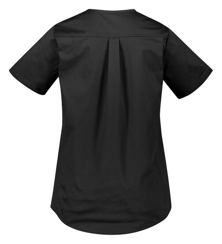 Rose Womens Tunic Scrub Top Black back view