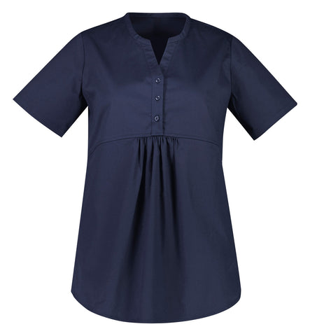 Rose Womens Tunic Scrub Top Midnight Navy front view