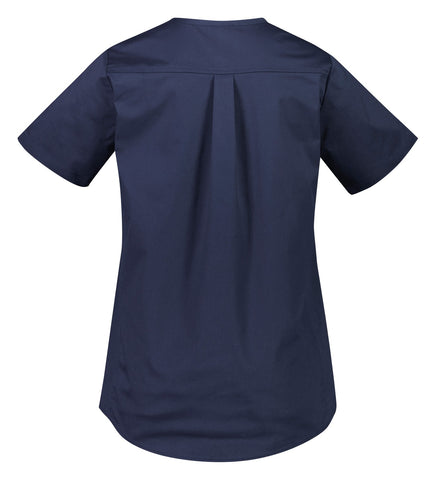 Rose Womens Tunic Scrub Top Midnight Navy back view