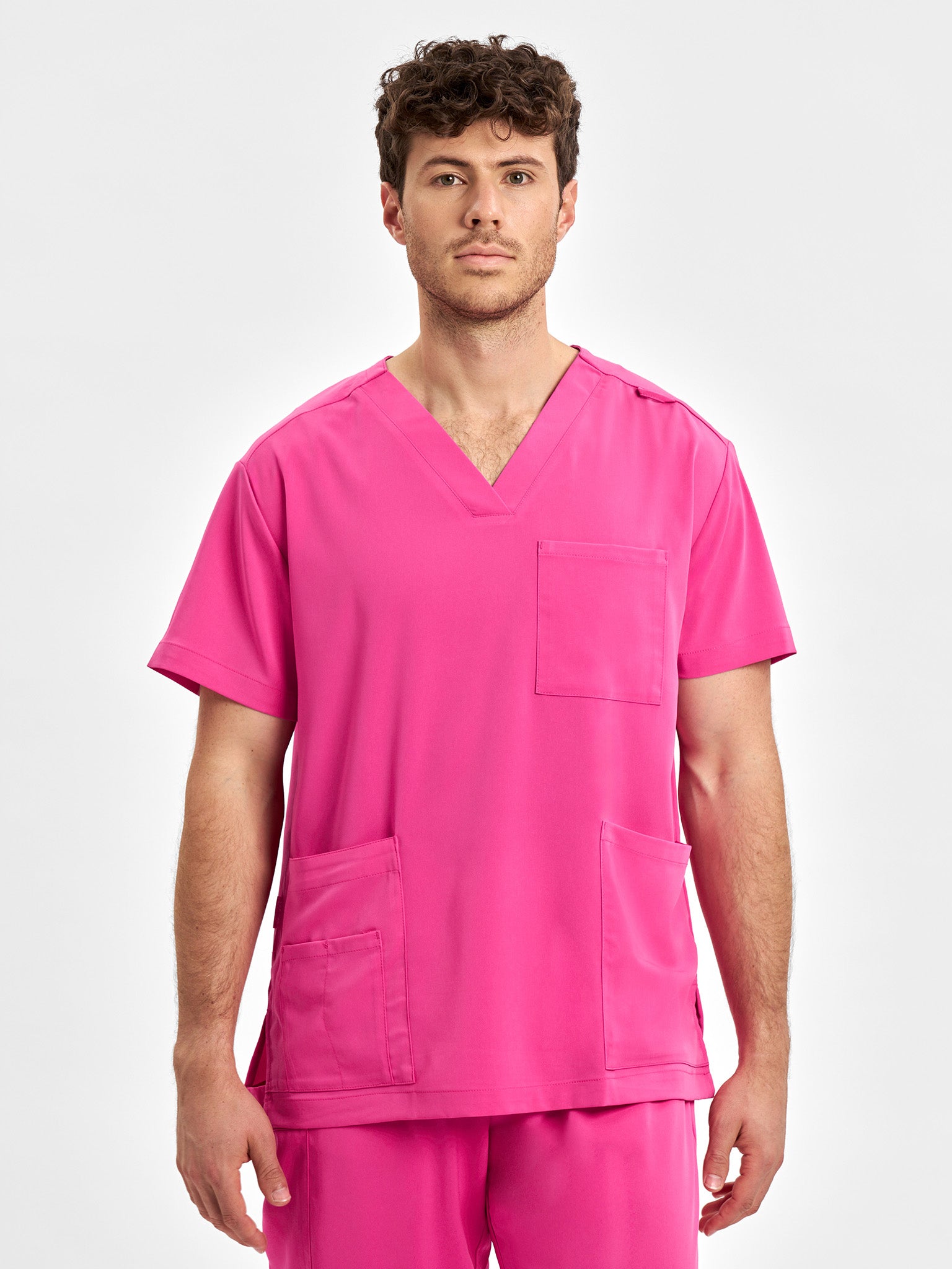 Pink Unisex V-Neck Scrub Top-CST250US-inaura-0