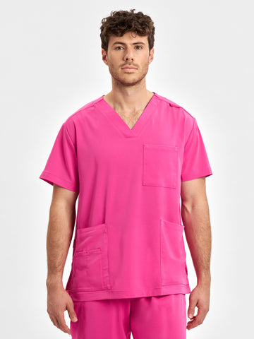 Pink Unisex V-Neck Scrub Top-CST250US-inaura-0